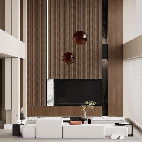 Ejoy 104 in. x 4.72 in. x 0.7 in. Solid Wood Wall 3-Grid Cladding