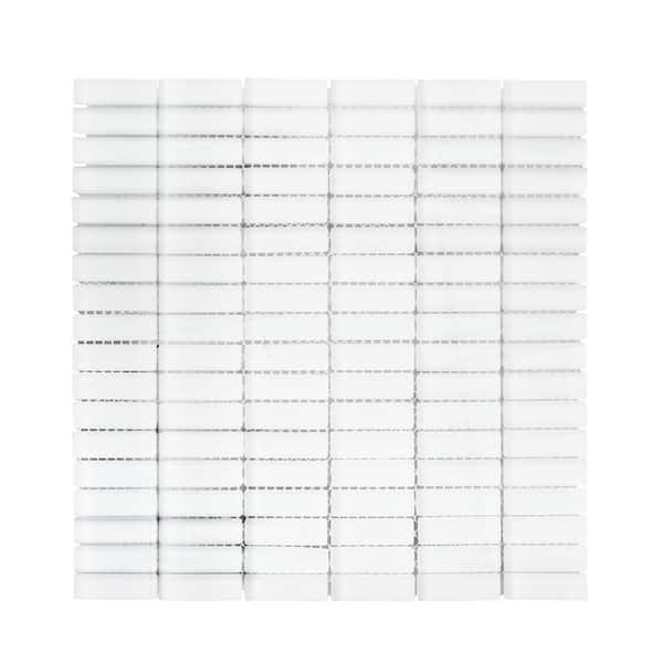 Jeffrey Court Ice Stax White 11.625 in. x 11.875 in. Linear Matte Glass Wall Mosaic Tile (0.958 sq. ft./Each)