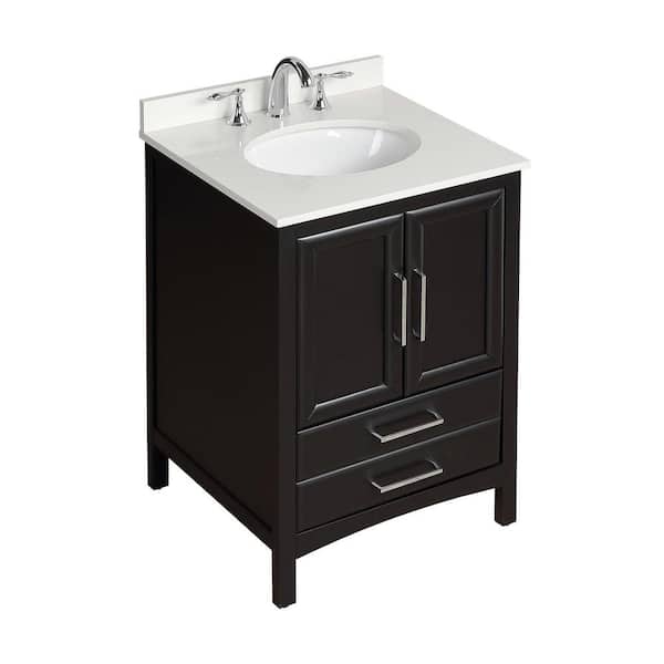 Vanity Art 24 in. W x 22 in. D x 35 in. H Bath Vanity in Espresso with Vanity Top in White Cultured Marble with White Basin