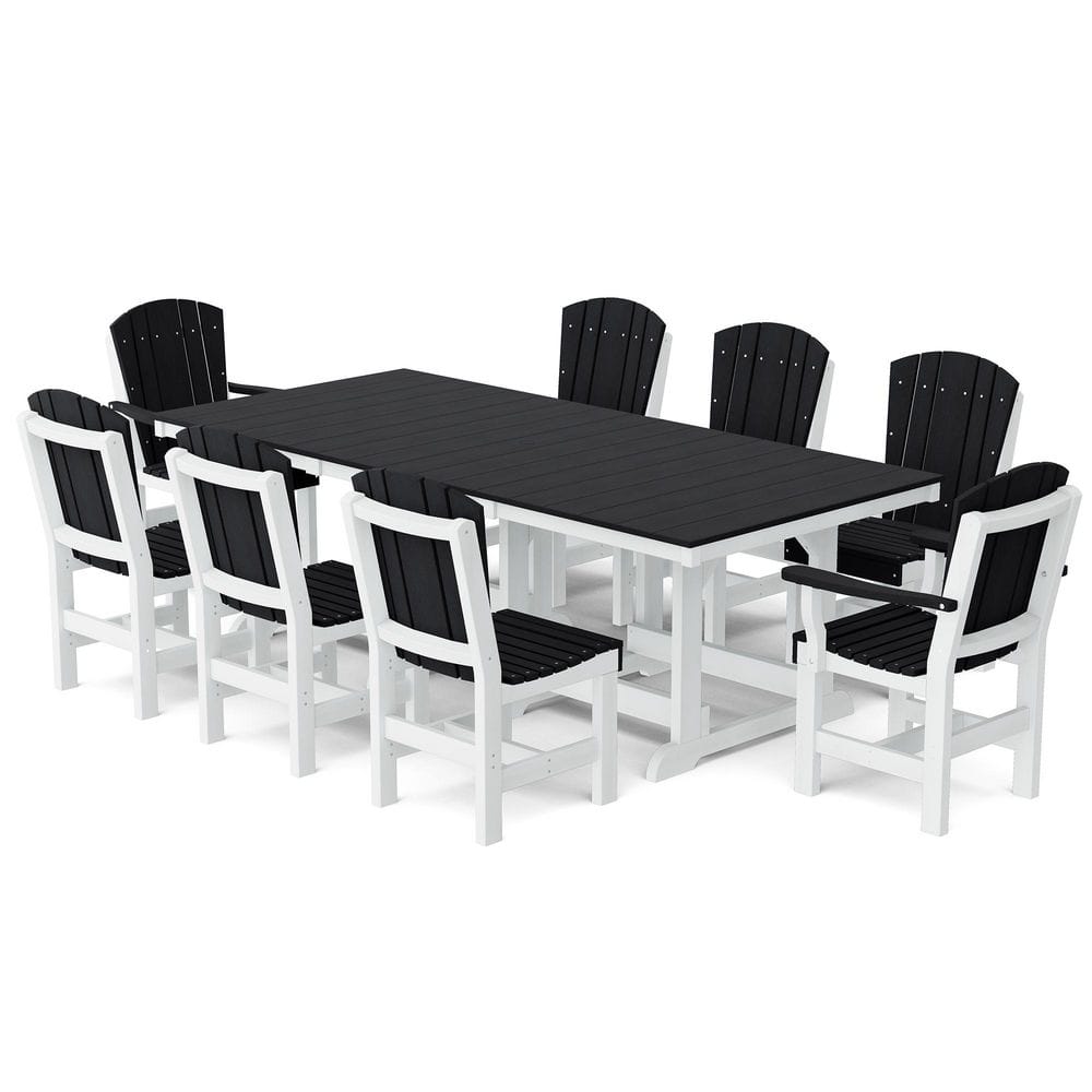 Heritage 9-Piece Black and White HDPE Plastic Outdoor Patio Dining Set price history on PriceWatchPro
