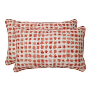 Red Rectangular Outdoor Lumbar Throw Pillow 2-Pack