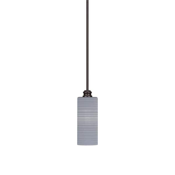Unbranded Albany 60-Watt 1-Light Espresso Shaded Pendant Light with Gray Matrix Glass Shade, No Bulbs Included
