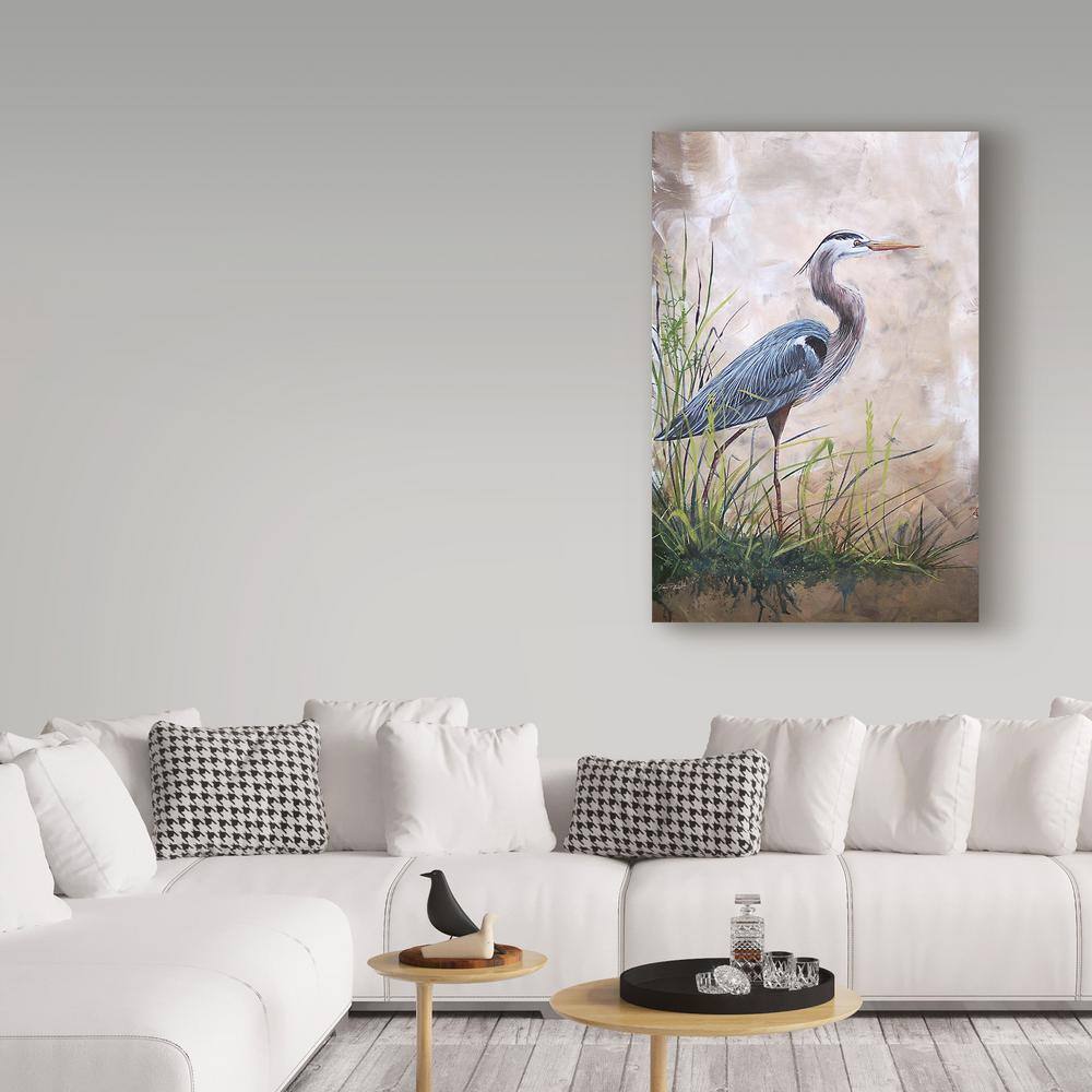 Heron in the Reeds Canvas Print with Floater Frame