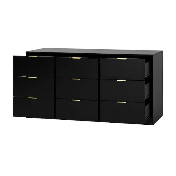 Tahanbath 63 in. 9-Drawer Dresser: Large Deep Chest for Bedroom/Living Room in Black
