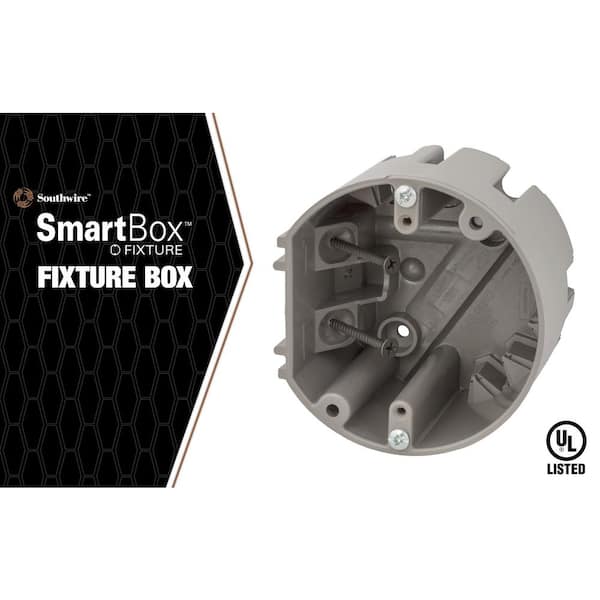 Southwire Smart Box Adjustable Depth 50, Black Plastic Ceiling Fan Box