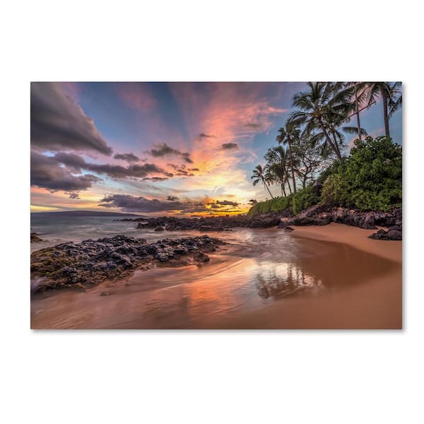 Trademark Fine Art Hawaiian Sunset Wonder by Pierre Leclerc Floater Frame Travel Wall Art 12 in. x 19 in.