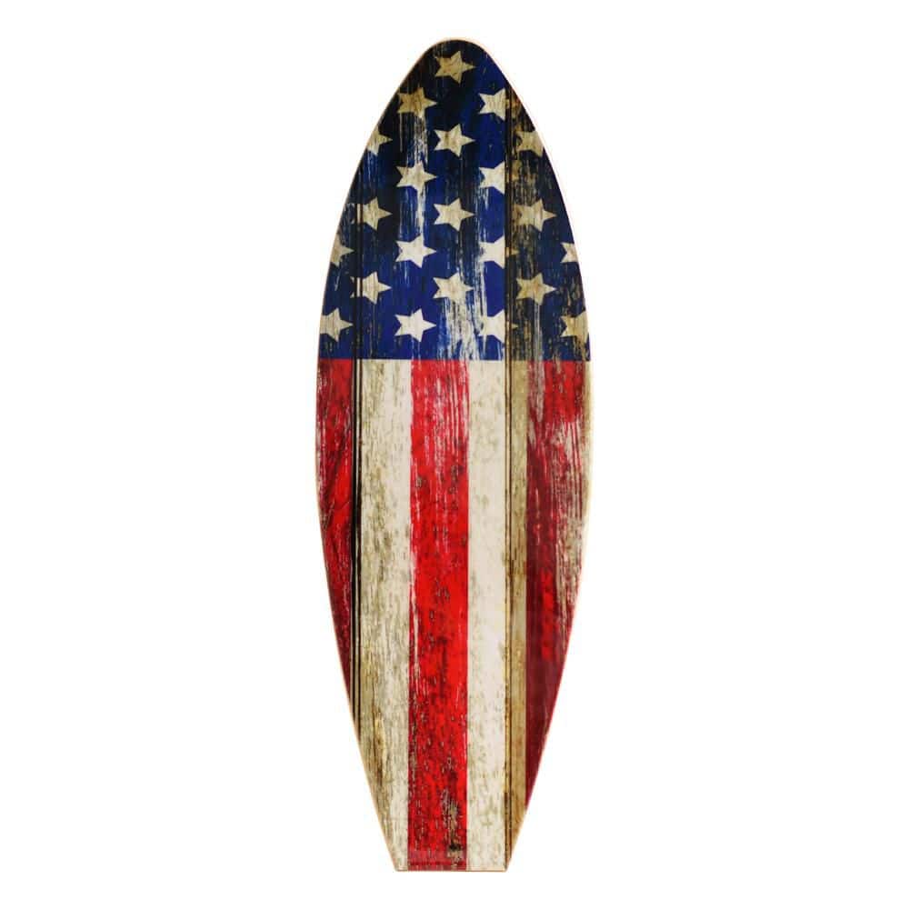 アメリカ国旗デザイン サーフボード American Art Decor 30 in. x 10 in. Red US American Flag Surfboard