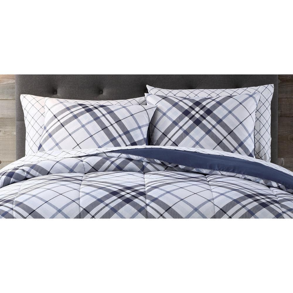 Khalvin 7-Piece Indigo Polyester King Bed in a Bag