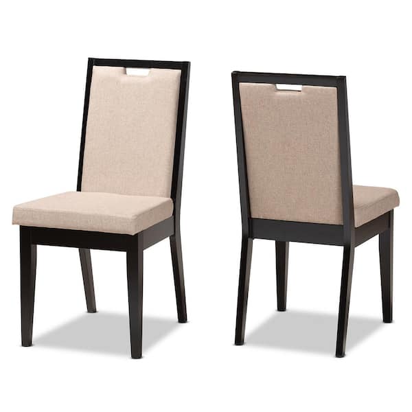 Baxton Studio Octavia Sand and Dark Brown Dining Chair (Set of 2)