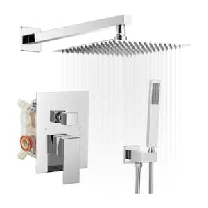 Single-Handle 2-Spray 12 Inch Square Bathroom Shower Faucet Combo Set in Polished Chrome (Valve Included)