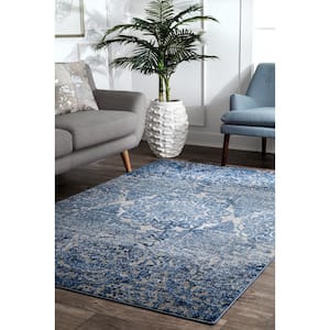 Bellamy Country Floral Blue 4 ft. x 6 ft. Area Rug