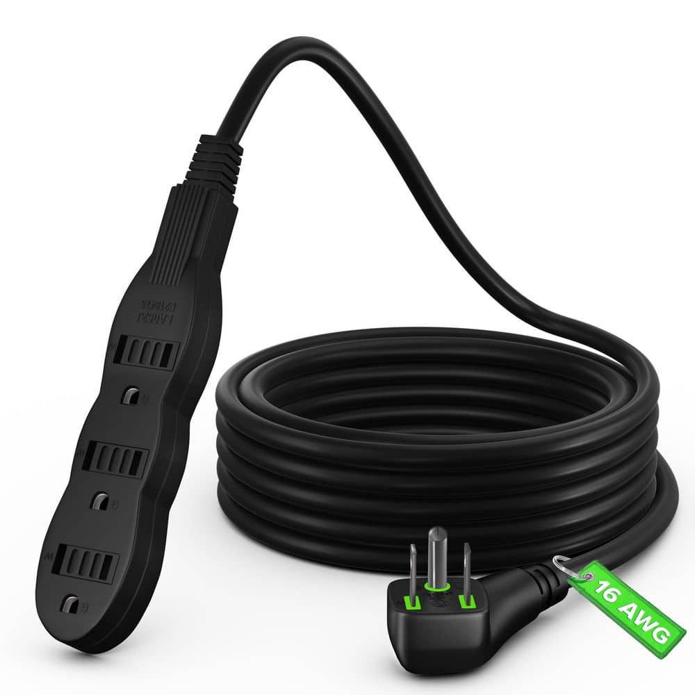 10 ft. 16 / 3 Light Duty Indoor Extension Cord, Angled Plug, 3-Outlet, 13 Amps, Black price history on PriceWatchPro