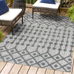 Peralta Moroccan Diamond Dark Gray 8 ft. x 10 ft. Indoor/Outdoor Area Rug