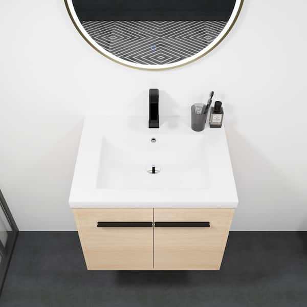 23 in. W x 18 in. D x 20 in. H Single Sink Bath Vanity in Oak with White Ceramic Top