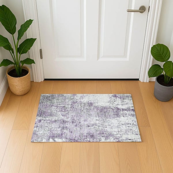 Mayfield Premium Machine Washable Abstract AMF1765 Plum 2 ft. x 3 ft. Area Rug
