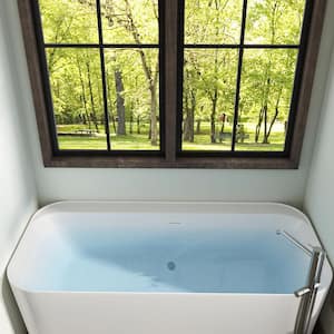 59 in. Acrylic Freestanding Flatbottom Soaking Not Whirlpool Bathtub SPA Tub in White