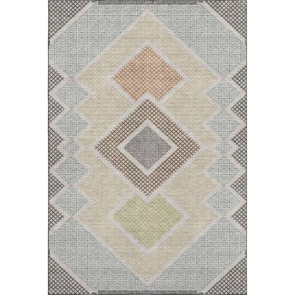 Mayfield Premium Machine Washable Abstract AMF2111 Pewter 8 ft. x 10 ft. Area Rug