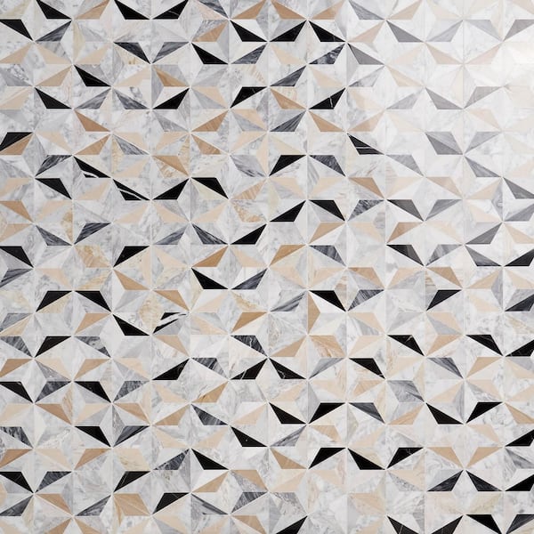 Ivy Hill Tile Phantom Harvest Cream 13.58 in. x 15.74 in. Polished Marble Floor and Wall Mosaic Tile (1.48 sq. ft./Each)