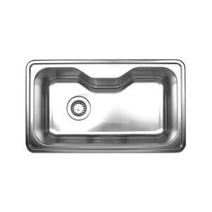 Noah's Collection Drop-in Stainless Steel 34 in. Single Bowl Kitchen Sink in Brushed Stainless Steel