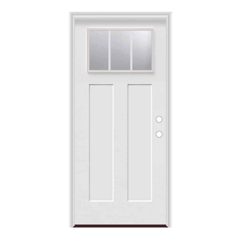 36 in. x 80 in. Left-Hand/Inswing Craftsman 1/4 Lite 3 Lite GBG Clear Glass Insert Smooth Fiberglass Prehung Door price history on PriceWatchPro