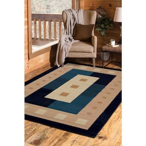 Manhattan Time Square Navy 3 ft. 11 in. x 5 ft. 3 in. Area Rug
