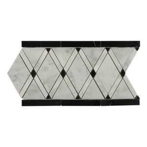 Grand Pavo Carrera Blend Border 6 in. x 12 in. x 10 mm Polished Marble Floor and Wall Tile