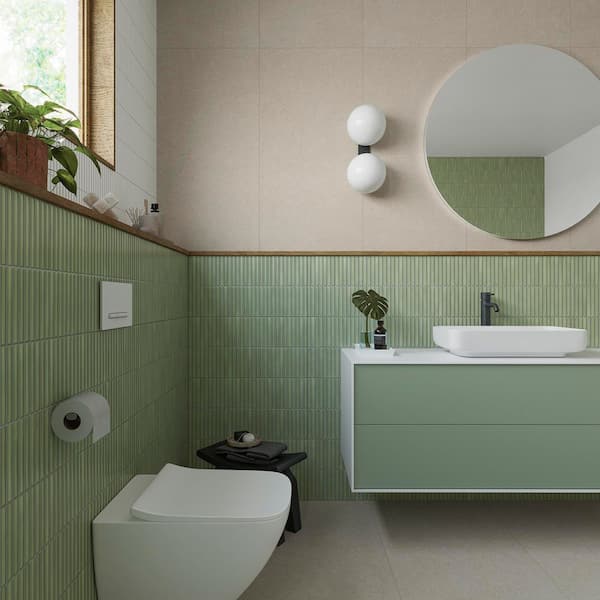 Spanish Lingot 4 in. x 12 in. x 9mm 3D Glazed Fluted Porcelain Wall Tile Mint-Sample