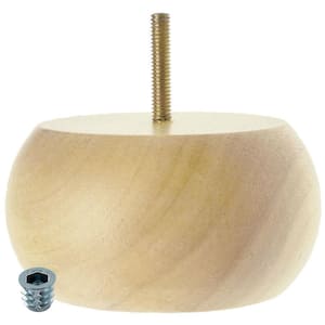 3 in. x 6 in. Unfinished Solid Hardwood Round Bun Foot