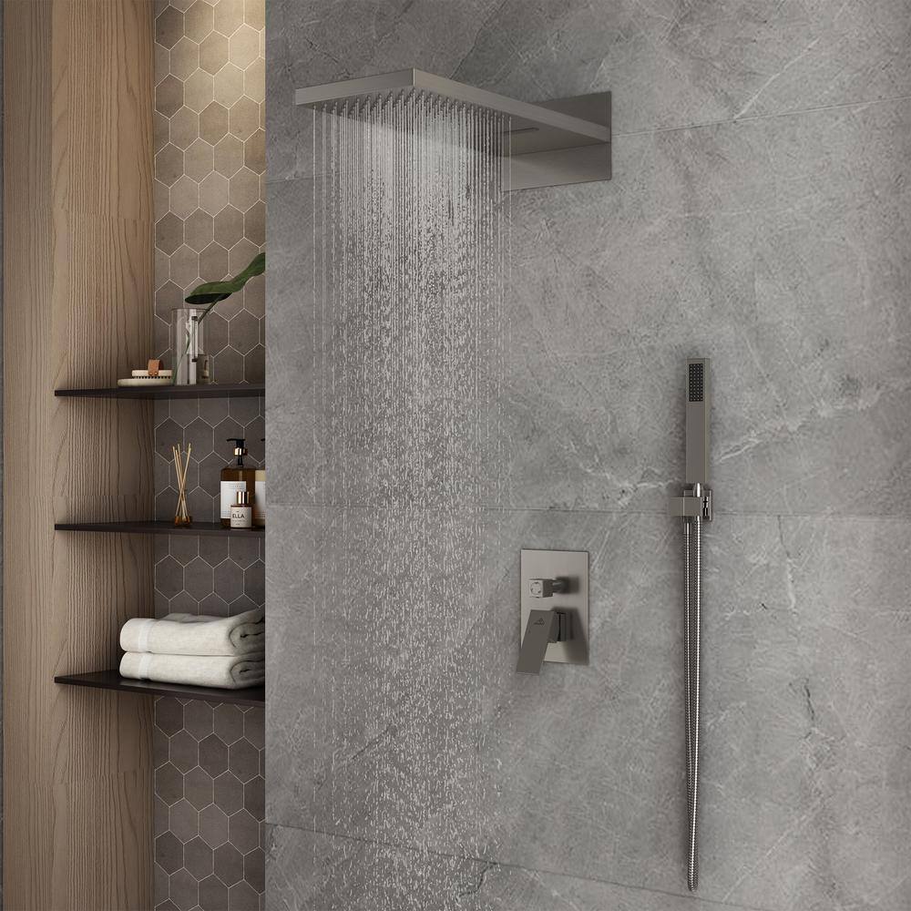 Brushed Nickel Dual-Function Rainfall Shower System with Handheld