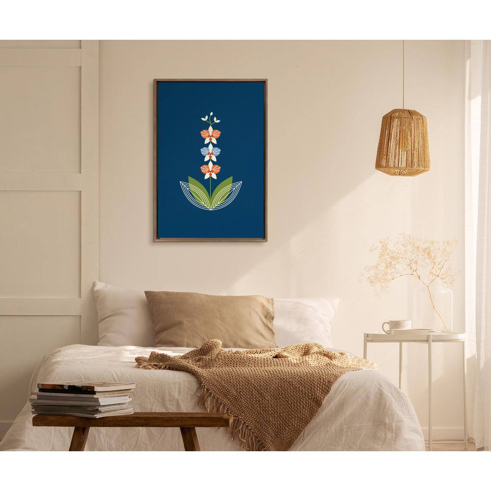 Gold Framed Mid-Century Modern Orchid Canvas Art, 23x33
