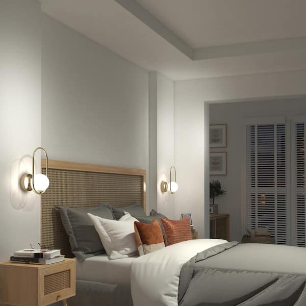 Bloom Sconce 7.28 in. 1-Light Gold 3CCT LED Vanity Light with Frosted Glass Diffuser