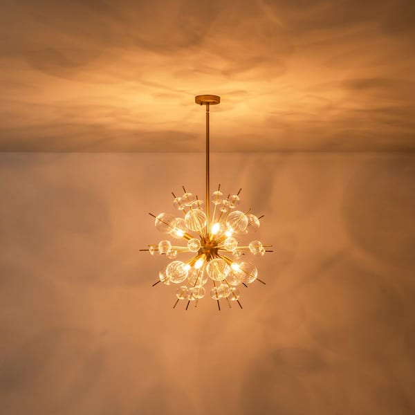 Rennnsan Cecilia 6-Light Brushed Gold Glam Sputnik Cluster Clear
