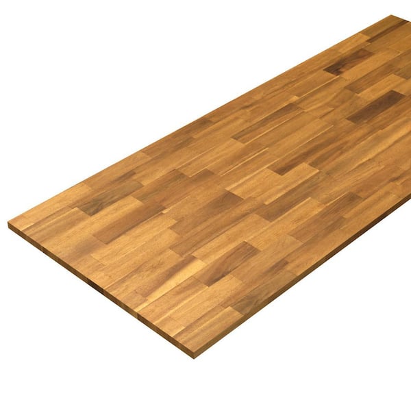 Interbuild 8 ft. L x 25.5 in. D, Acacia Butcher Block  Countertop in Golden Teak with Square Edge