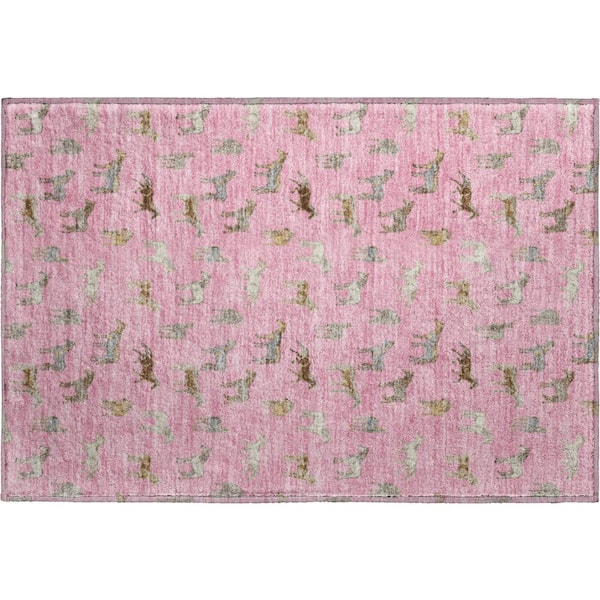 Mayfield Premium Machine Washable Abstract AMF2521 Blush 3 ft. x 4 ft. Area Rug