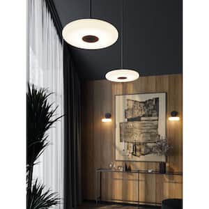 AFX Edge Round Large Integrated LED Black Shaded Pendant with
