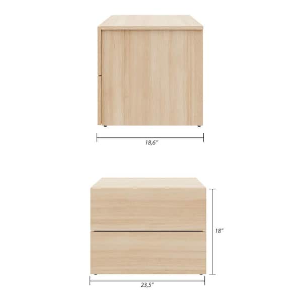 Nexera James Natural Blonde Oak 2 Drawer Nightstand 341183 - The