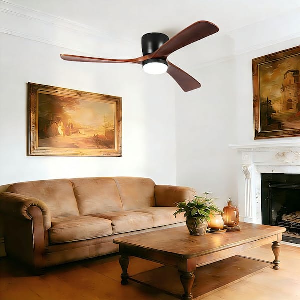 52 in. Smart Indoor Black Ceiling Fan with 3-Colors LED Light and Dimmer and DC Reversible and APP/Wall Switch/Remote