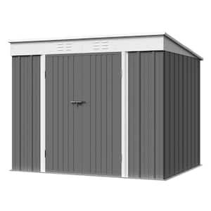 8 ft. W x 6 ft. D Gray Slanted-Roof Shed Galvanized Metal Shed for Outdoor Storage 48 sq. ft.