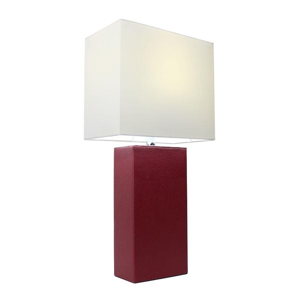 Modern Red Leather Table Lamp With, Red Rectangular Lamp Shade