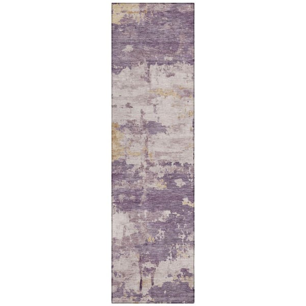 Chantille Machine Washable Indoor/Outdoor Abstract ACN2362 Plum 2 ft. x 7 ft. Runner Rug