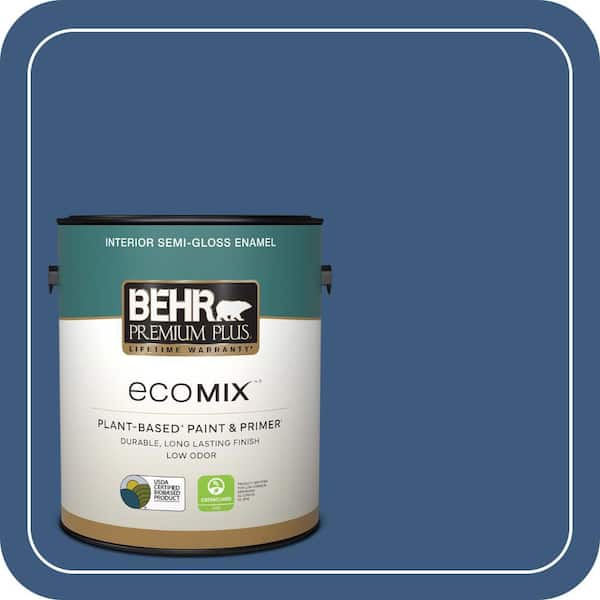 1 gal. #M520-7 Admiral Blue Semi-Gloss Enamel EcoMix Plant-Based Interior Paint & Primer