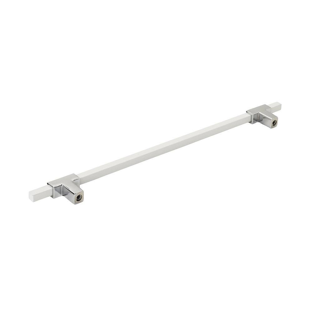 Urbanite 12.75" Polished Chrome and White Cabinet Bar Pull