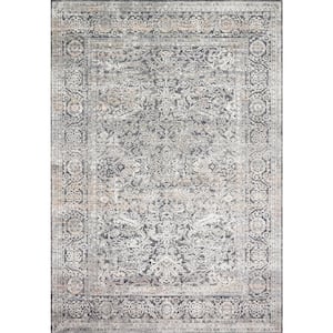 Lucia Steel/Ivory 2 ft. x 3 ft. Transitional Polypropylene/Polyester Pile Area Rug