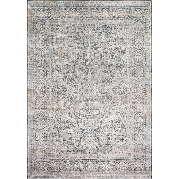LOLOI II Lucia Steel/Ivory 2 ft. x 3 ft. Transitional Polypropylene/Polyester Pile Area Rug