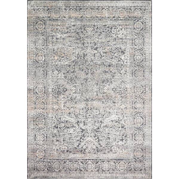 LOLOI II Lucia Steel/Ivory 2 ft. 8 in. x 10 ft. Transitional Polypropylene/Polyester Pile Runner Rug