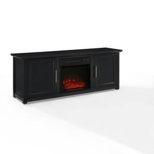 Camden Black 58 in. Low Profile TV Stand with Fireplace Fits 60 in. TV with Cable Management