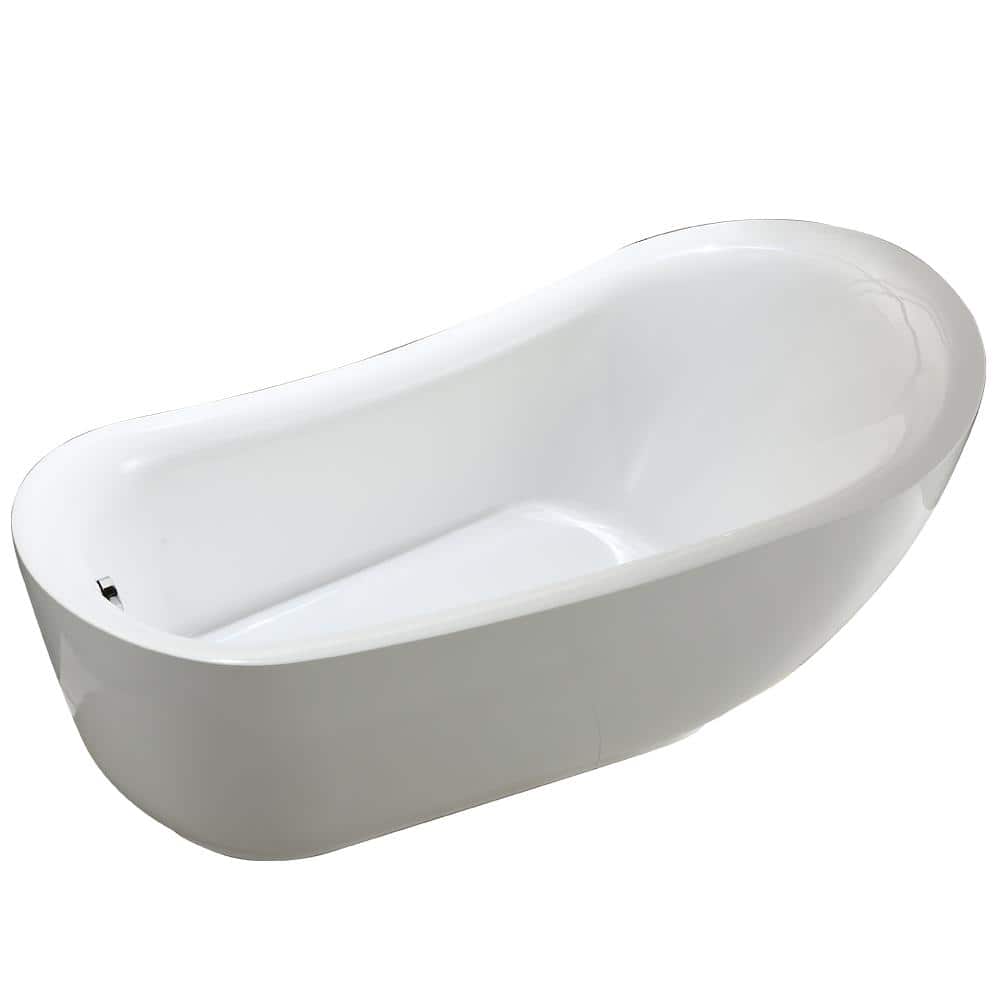 Everlie 71'' White Acrylic Freestanding Soaking Bathtub