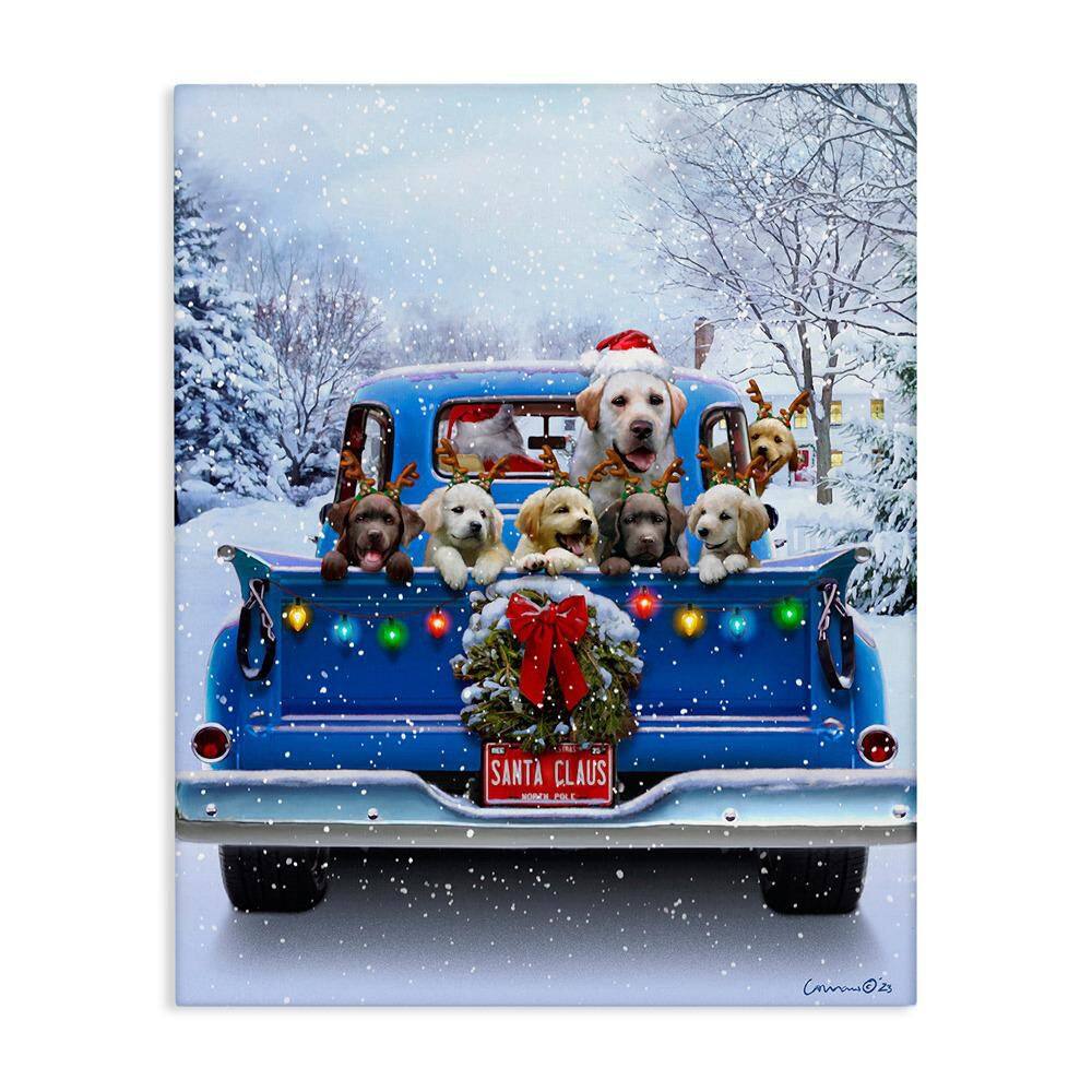 Christmas Tailgate Dog Truck by Chris Consani 1-Piece Unframed Graphic Religious Art Print 20 in. x 16 in. price history on PriceWatchPro