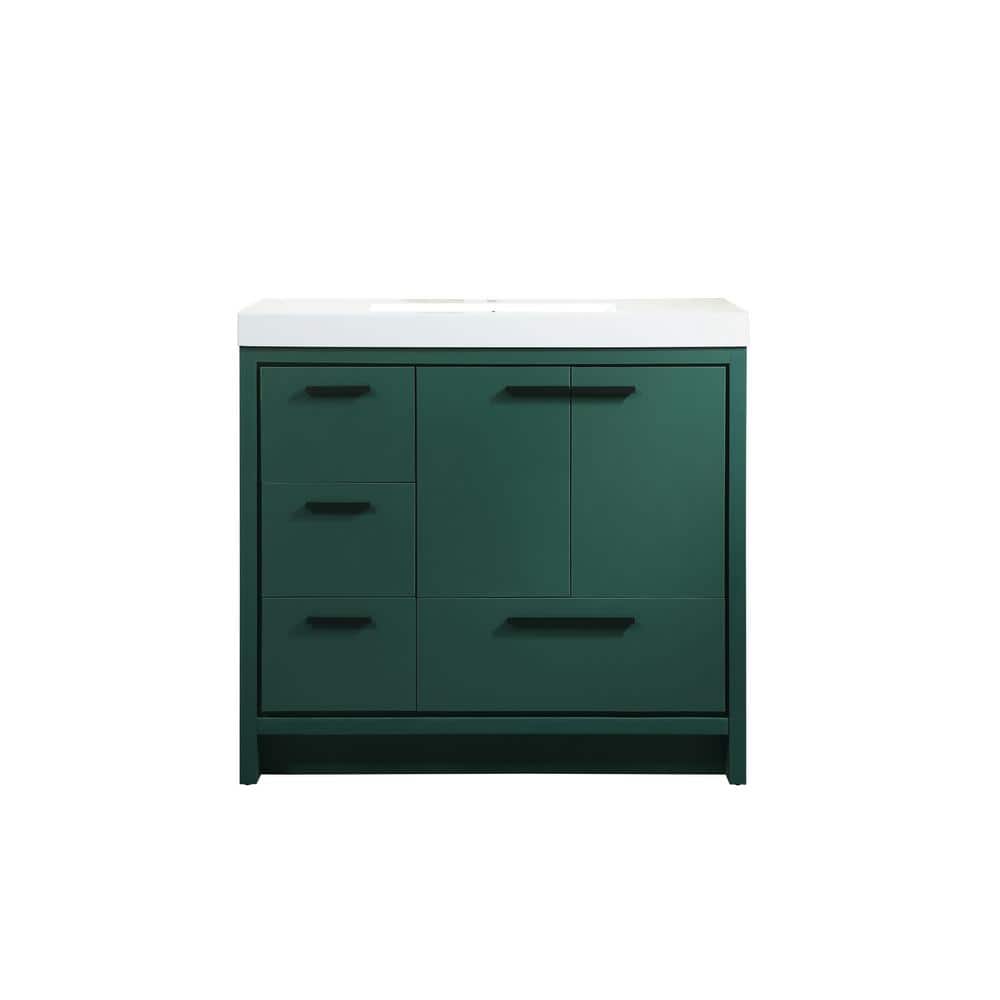 Simply Living 36 in. Single Bathroom Vanity in Green with Resin Vanity Top 