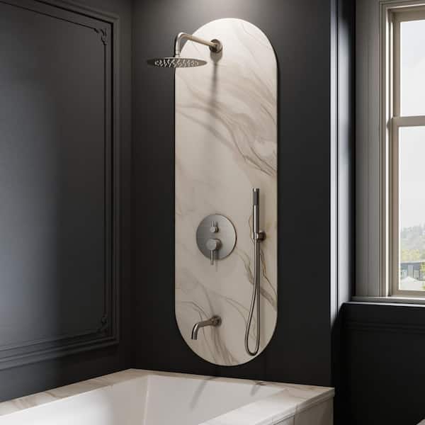 Crozet 3-Spray Wall Mount Tub and Handheld Shower Head Shower Faucet 2.5 GPM in. Brushed Nickel (Valve Included)